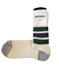 RoToTo Old School Crew Socks Green / Charcoal