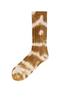 RoToTo Chunky Ribbed Tie Dye Crew Socks Light Brown / Beige