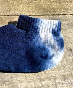 RoToTo Organic Cotton Tie Dye Ankle Socks Navy White