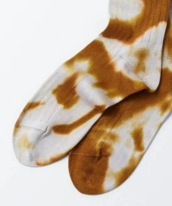 RoToTo Tie Dye Formal Crew Socks Light Brown/beige