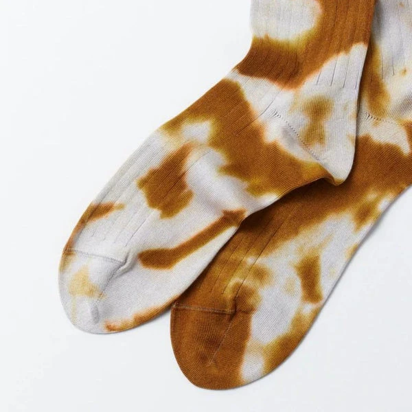RoToTo Tie Dye Formal Crew Socks Light Brown/beige 3 RoToTo Tie Dye Formal Crew Socks Light Brown/beige