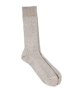 RoToTo Grey Linen Cotton Rib Socks R1010