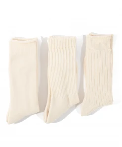 RoToTo Organic Daily 3 Pack Crew Socks Ecru