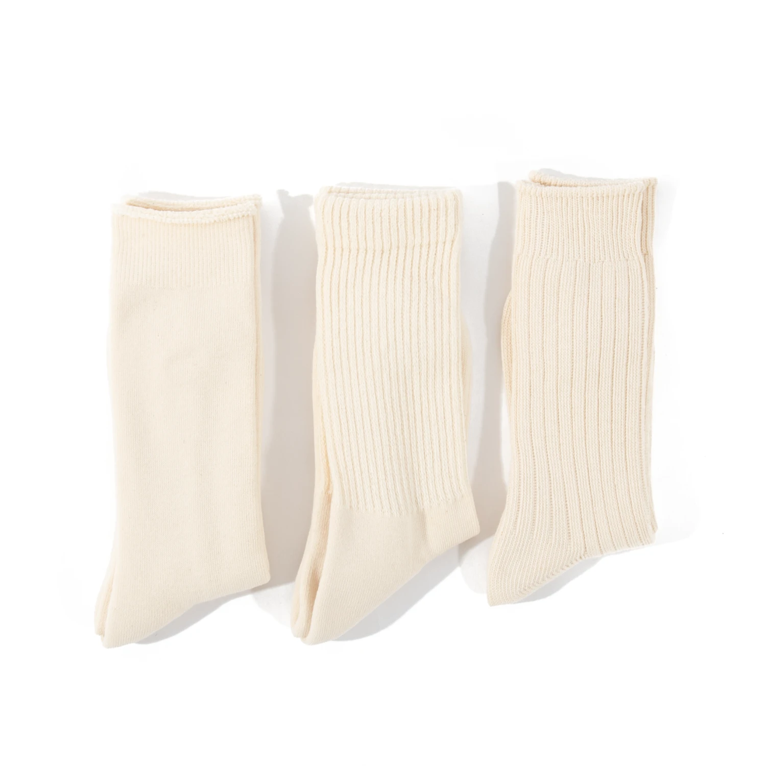 RoToTo Organic Daily 3 Pack Crew Socks Ecru 3 RoToTo Organic Daily 3 Pack Crew Socks Ecru