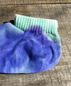 RoToTo Organic Cotton Tie Dye Ankle Socks Slate Blue Mint