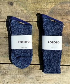 RoToTo Denim Tone Crew Socks Blue Denim