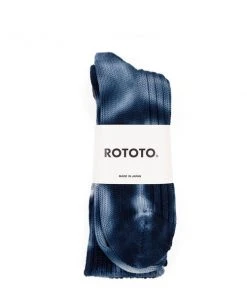 RoToTo Chunky Ribbed Tie Dye Crew Socks Navy / White