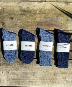 RoToTo Denim Tone Crew Socks Blue Denim