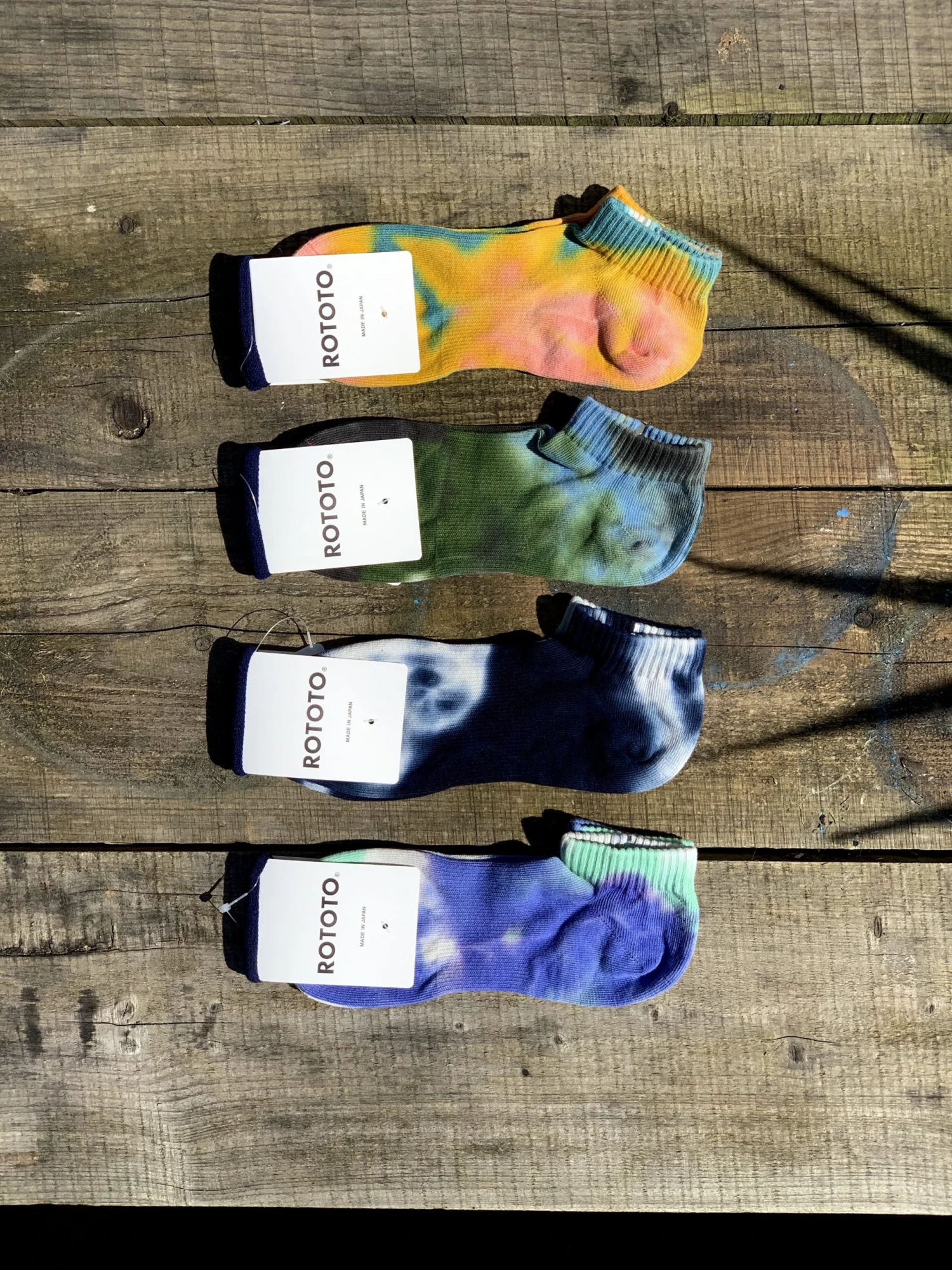 RoToTo Organic Cotton Tie Dye Ankle Socks Navy White 5 RoToTo Organic Cotton Tie Dye Ankle Socks Navy White