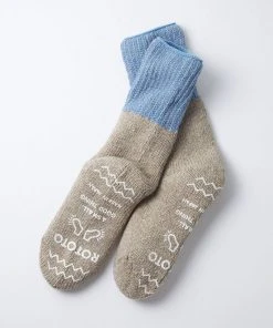 RoToTo Teasel Home Socks Sax & Dark Beige
