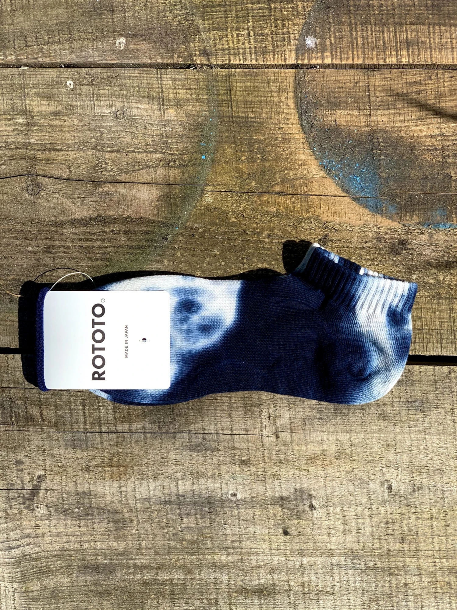 RoToTo Organic Cotton Tie Dye Ankle Socks Navy White 4 RoToTo Organic Cotton Tie Dye Ankle Socks Navy White