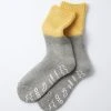 RoToTo Teasel Home Socks Yellow & Light Grey 2 RoToTo Teasel Home Socks Yellow & Light Grey