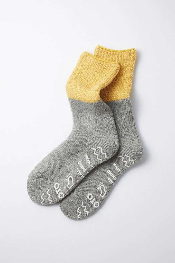 RoToTo Teasel Home Socks Yellow & Light Grey 3 RoToTo Teasel Home Socks Yellow & Light Grey
