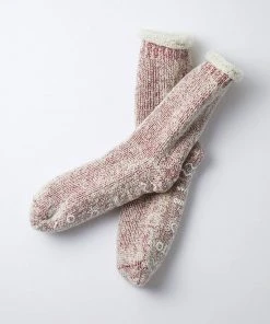 RoToTo Merino Home Socks Dark Red & White S
