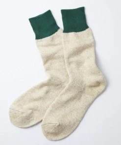 RoToTo Double Face Crew Socks Silk Cotton Green M Beige