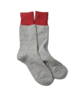 RoToTo Grey and Red Double Face Crew Socks