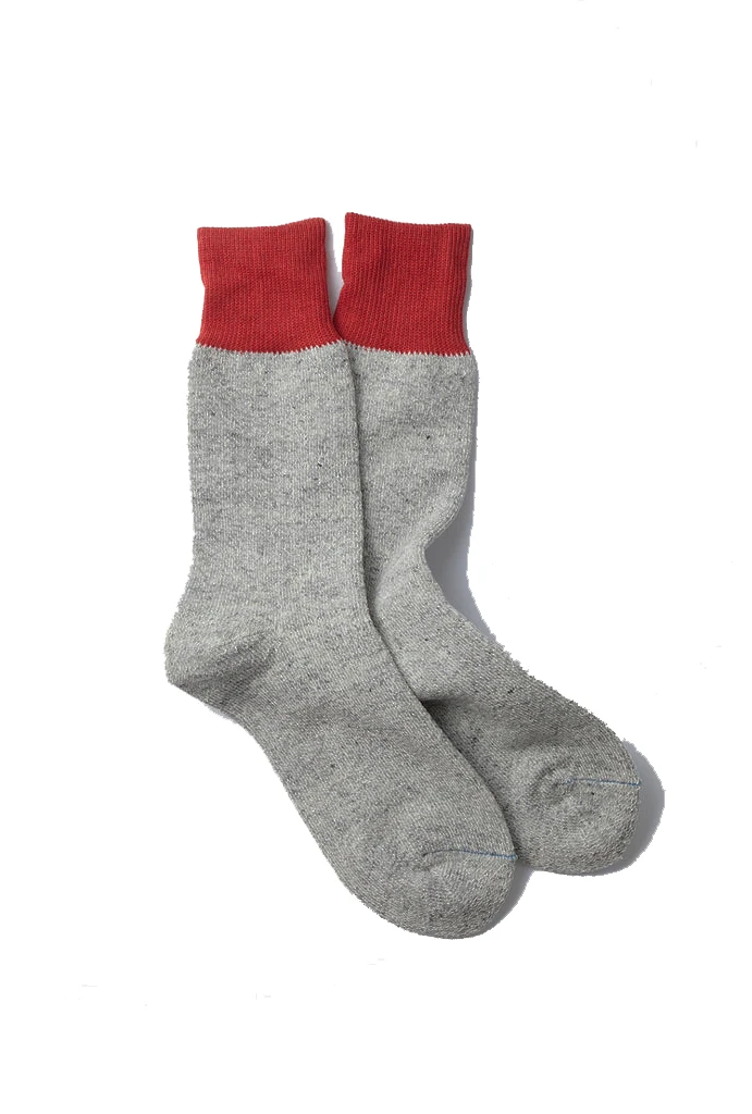 RoToTo Grey and Red Double Face Crew Socks 3 RoToTo Grey and Red Double Face Crew Socks