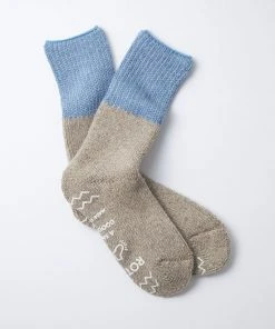 RoToTo Teasel Home Socks Sax & Dark Beige