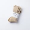 RoToTo Organic Daily 3 Pack Ribbed Socks Ecru & Brown